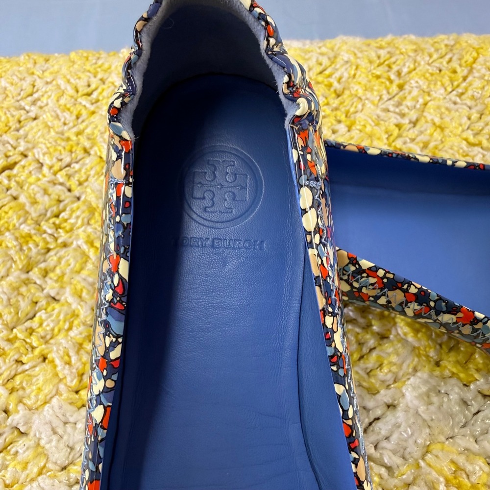 Tory Burch Minnie Travel Ballet Flats Blue Multi Confetti Mosaic Patent Leather - Picture 4 of 16